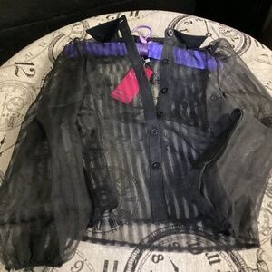 SEE THRU BLOUSE SIZE SMALL BY WUNDERFLEUS NWTu🖤🖤🖤🖤🖤🖤 BLACK !!!